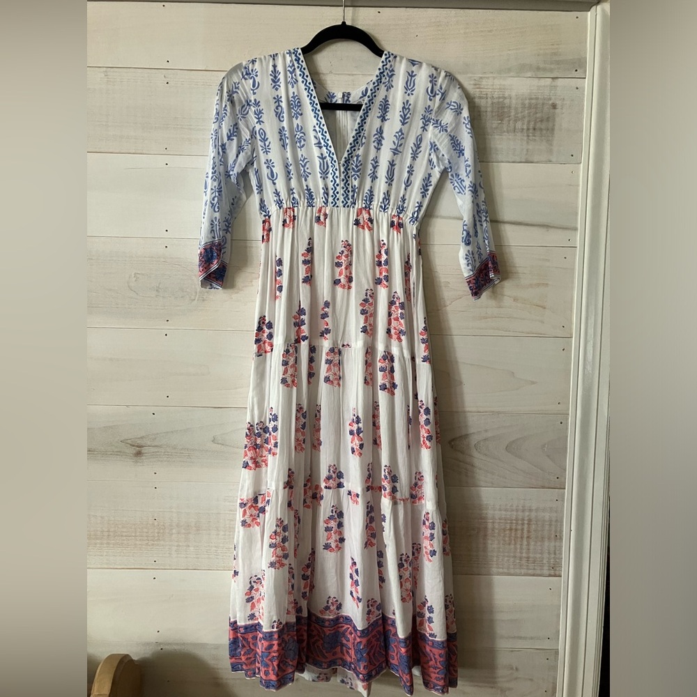 Sulu cotton block print dress - size P (0-2)